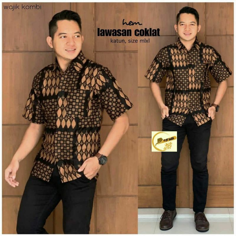 Risna Batik HRB026 Kenongo Hem Kemeja Batik Pria Lengan Pendek Katun Primis Premium Halus M L XL XXL-Truntum