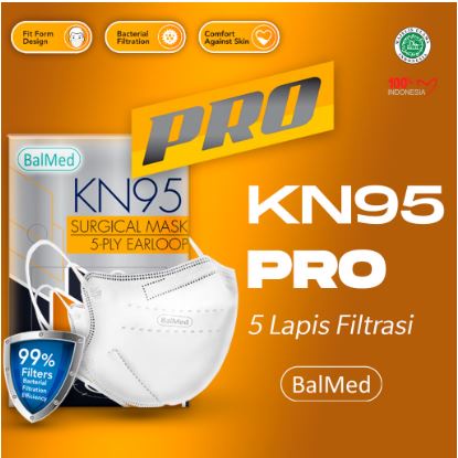 BalMed Masker Medis / Surgical Mask KN95 PRO 5-PLY - Kemenkes & MUI Certified (Earloop Isi 20 Pcs)