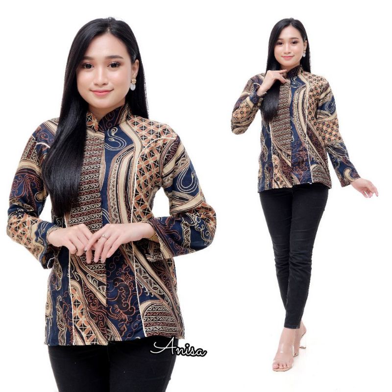 ATASAN BATIK WANITA KERJA KANTOR ORI SHABIRAH BATIKSOLO BLOUSE BLUSEBATIK BATIKMODERN-3