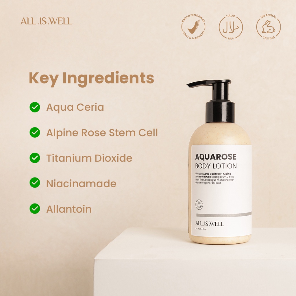 ALL IS WELL Aquarose Body Lotion - Instant Brightening 250ml