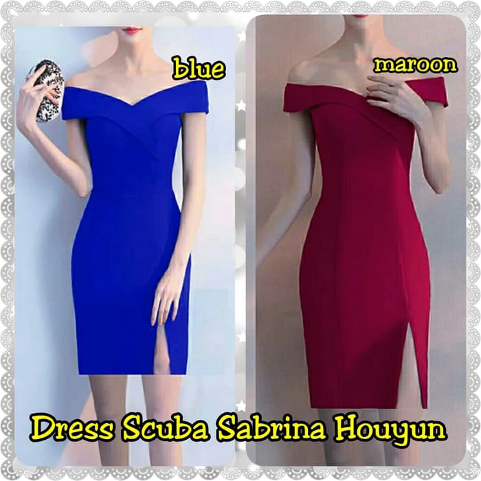 Dress scuba sabrina houyun Fashion Wanita murah Dress perempuan murah Mini Dress cewek murah