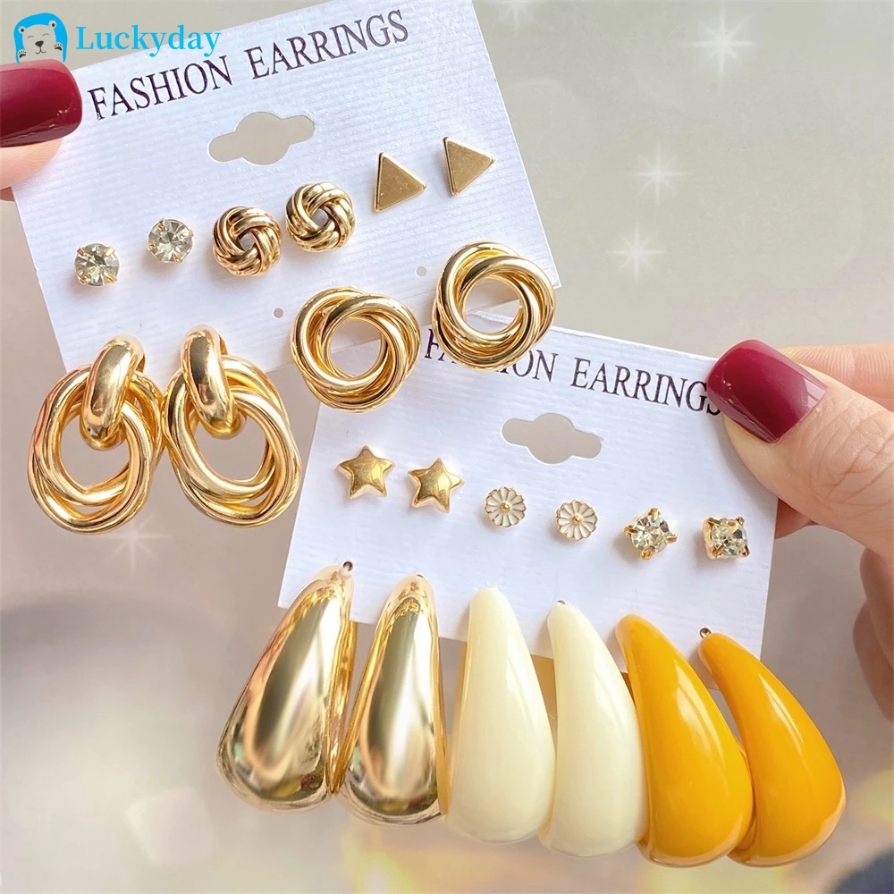 YEEZII Retro Fashion Resin Earrings Set Butterfly Pearl Earrings Personalized Hoop Earring Stud Earings for Women Accessories Jewelry Gift