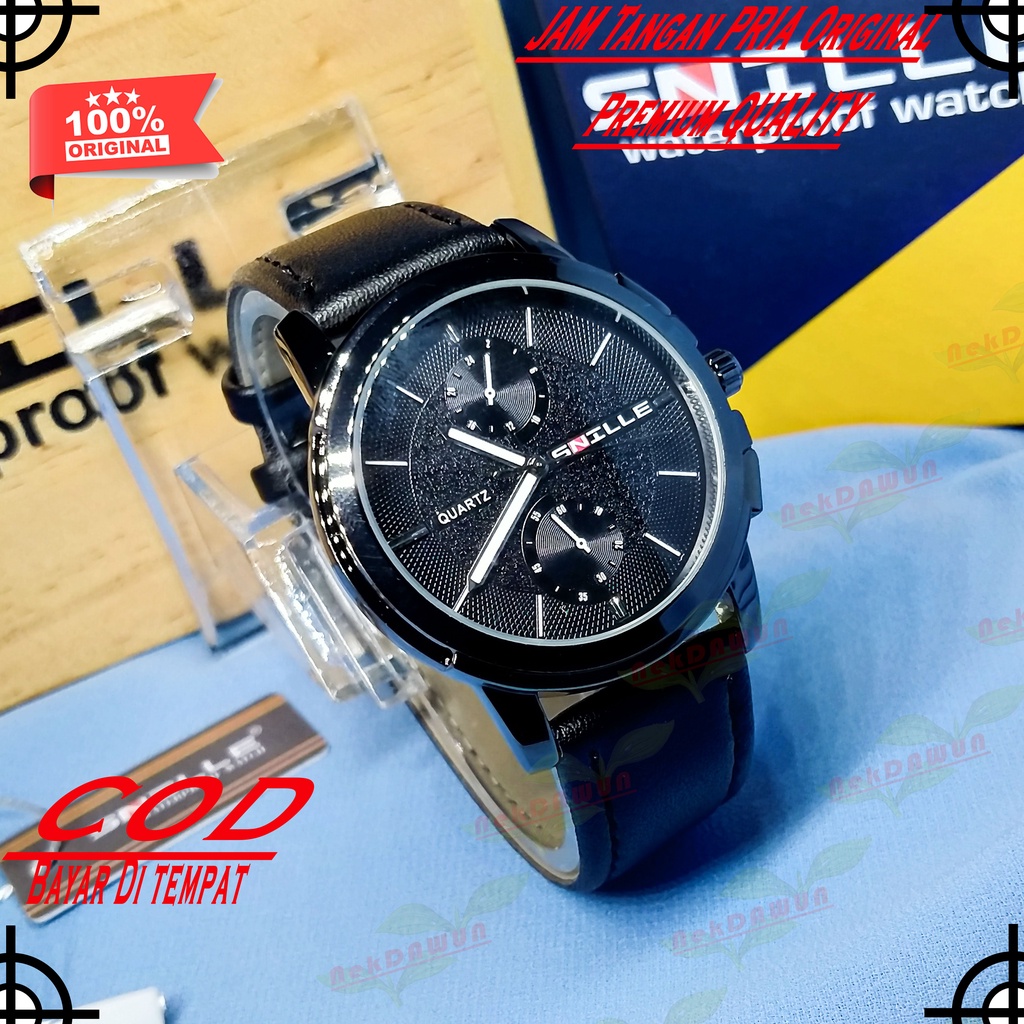 SNILLE Jam Tangan Original  Brand 026 Strap Kulit Tahan Air Arloji Fashion Casual Cowok Kekinian