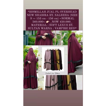 Preloved NEW SHABIRA BY SALEEHA size S