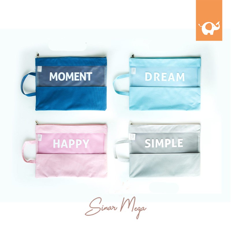 

Simple Happy Moment Tote Folder A4 / Map Dokumen Bahan Polyester Lucu Unik