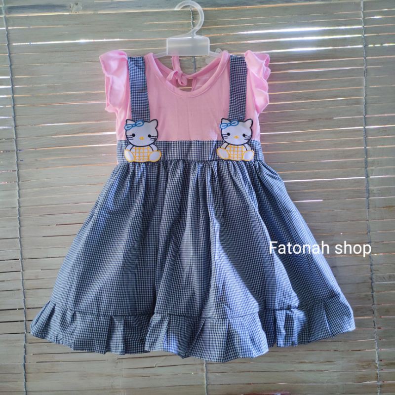 Dress Anak cewek 1 2 tahun hellokitty kembar gaun anak cewek baju anak perempuan ( dress TWIN HK  )