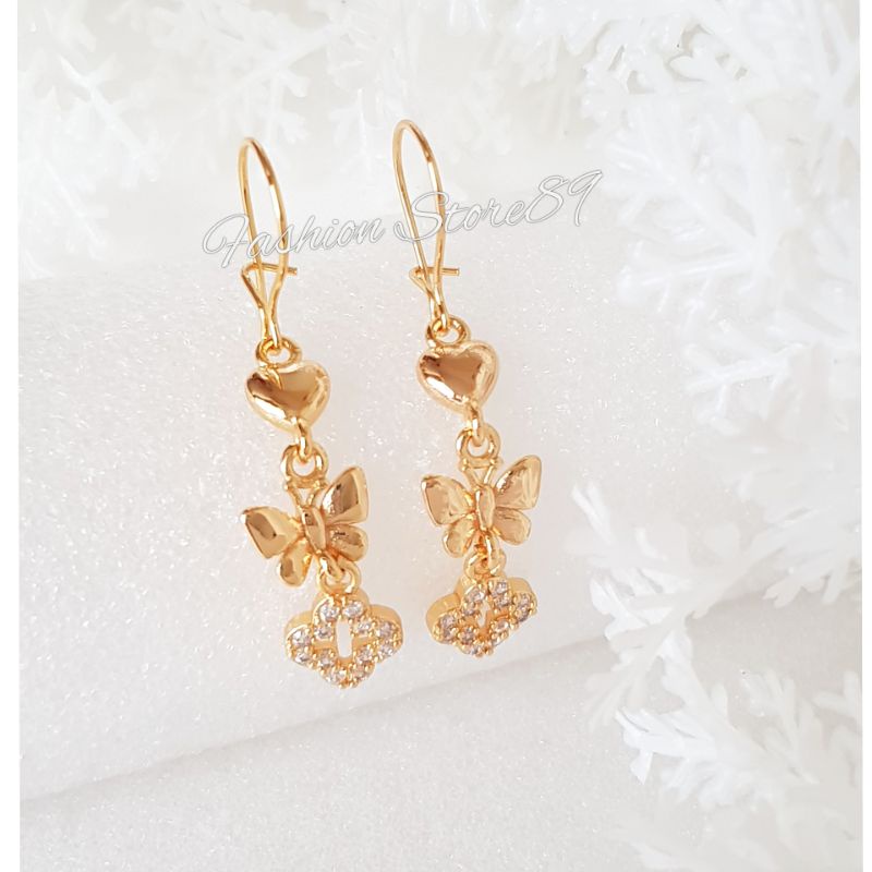 Anting Jurai Panjang Pita Tingkat Impor Fashion Yaxiya Xuping Perhiasan impor lapis emas 18k Bestquality premium