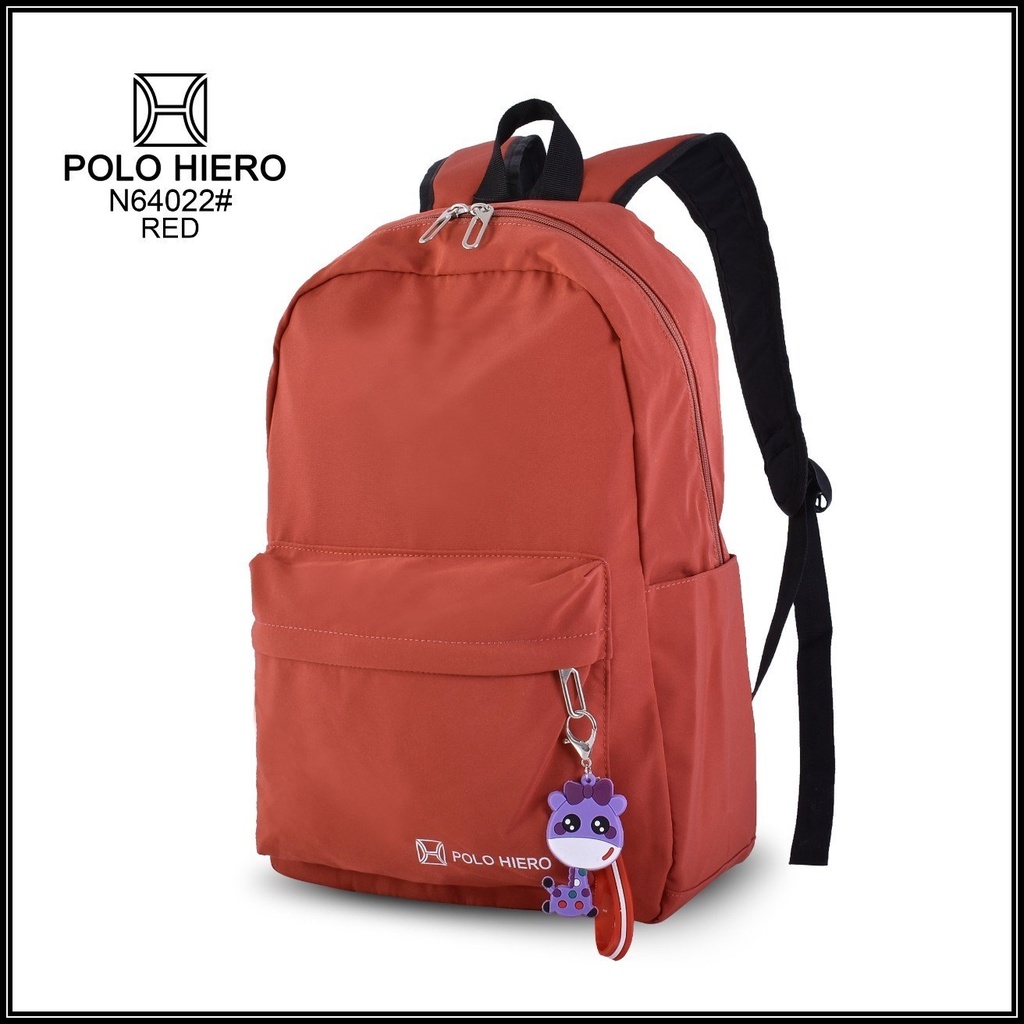 Tas Ransel Polo Hiero N64022 Tas Sekolah Wanita Backpack Casual Tas Punggung , (Free Gantungan Tas)