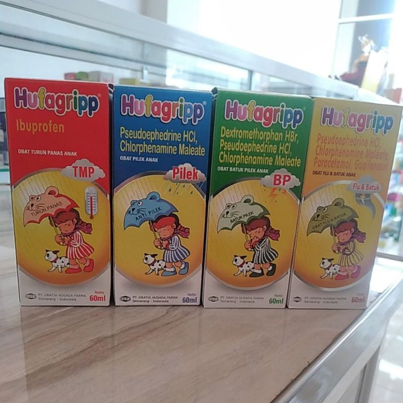HUFAGRIP MERAH TMP/BIRU PILEK/HIJAU BATUK PILEK/KUNING FLU DAN BATUK/SIRUP FLU DAN BATUK ANAK