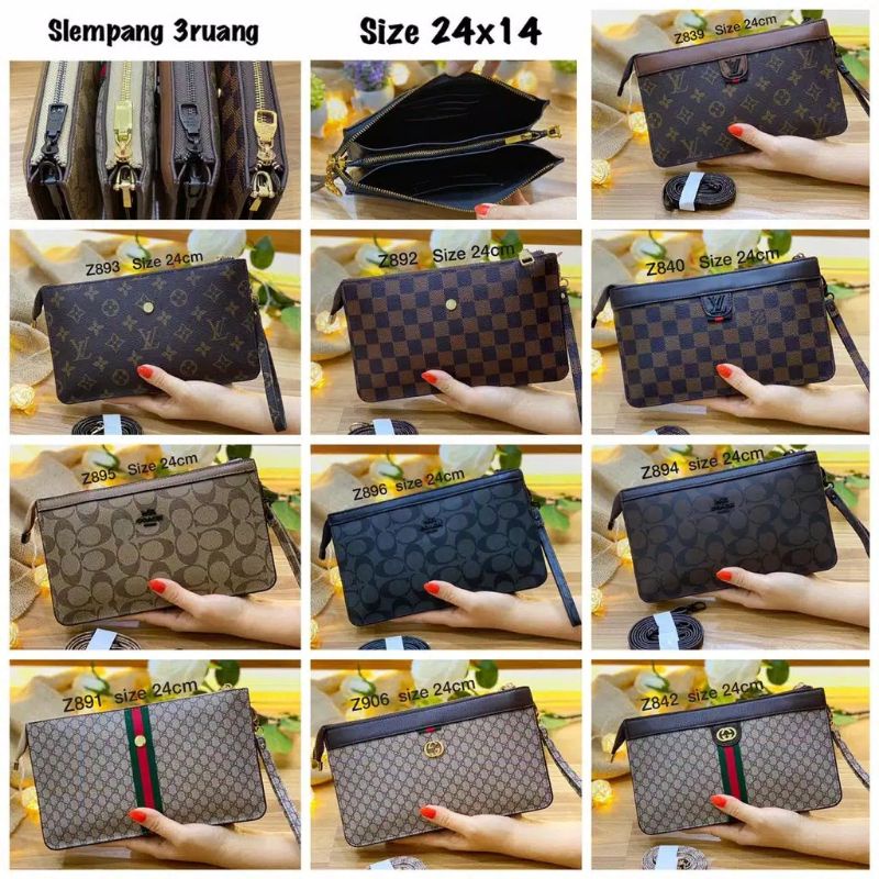 Clutch gucci 3res ( Super Premium ) impor bahan kulit tas wanita 8008 8003