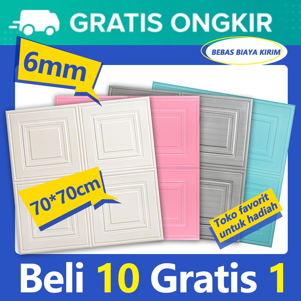 [COD PROMO Paket 10 Gratis 1] 70x70cm 6mm Tebal Wallpaper Dinding 3D Foam Kotak Batu Bata  Stiker Ti