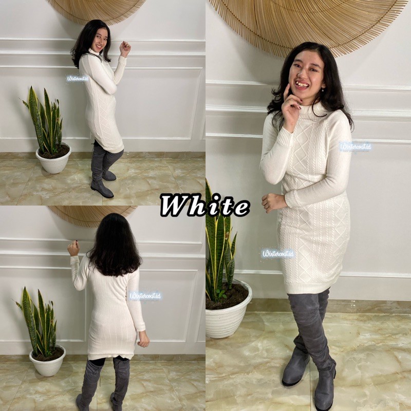 Turtleneck sweater dress wanita thermal AI fur bulu winter musim dingin dalaman hangat tebal import woman longjohn