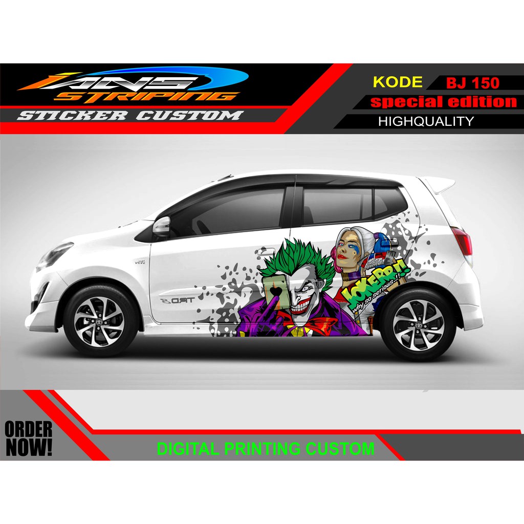 TERMURAH STICKER VARIASI MOBIL AGYA AYLA JOKER