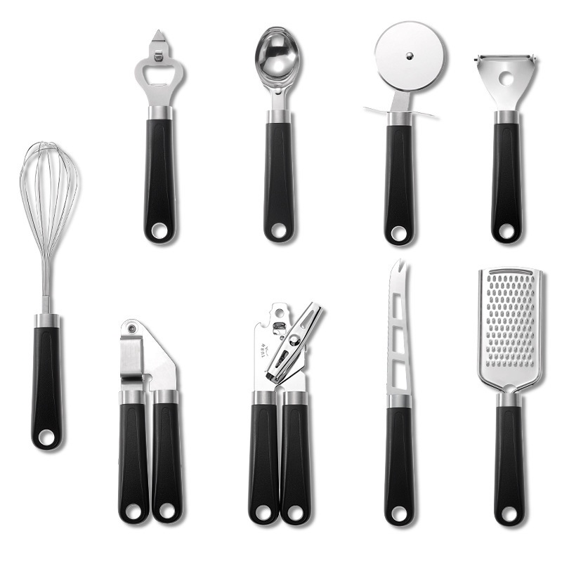 Set Alat Dapur 9Pcs/ Set Gadget Dapur Baking Set Pengupas Pizza Keju Garlic Press Parutan Kocokan Pegangan Plastik Alat Dapur