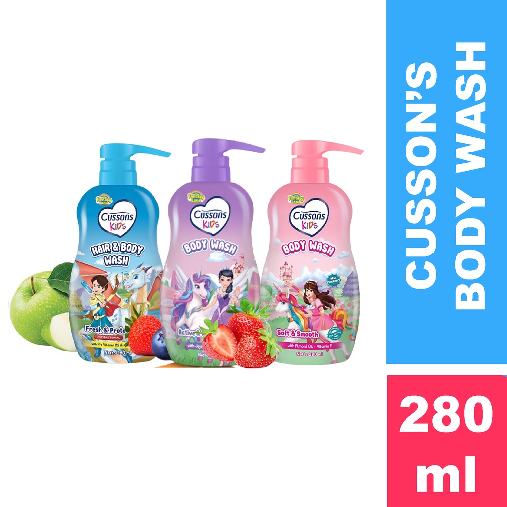 Bisa COD CUSSONS KIDS Body Wash Soft &amp; Smooth / Active &amp; Nourish / Fresh &amp; Protec - 280ml