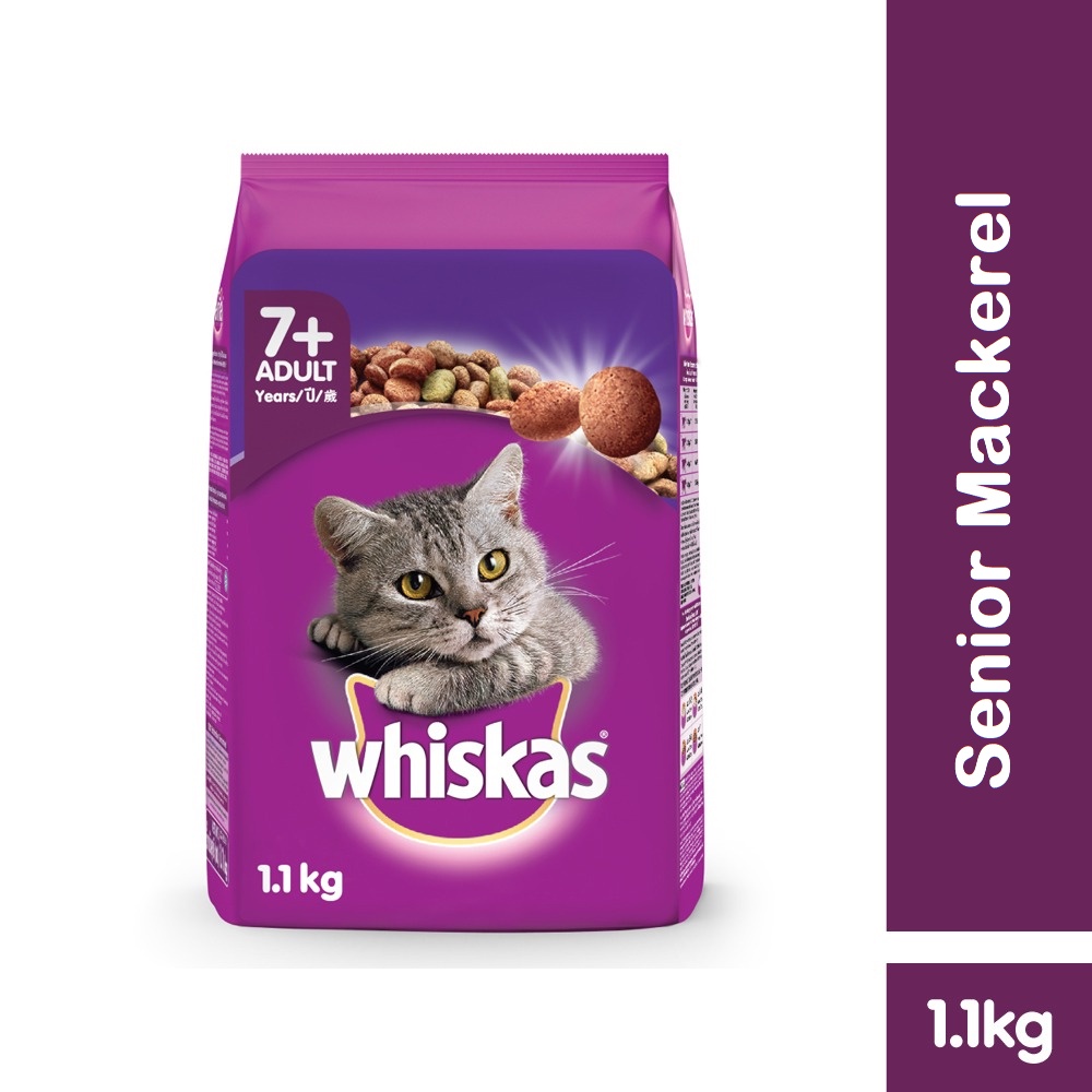 WHISKAS® Makanan Kucing Kering Senior Rasa Mackerel 1.1 Kg