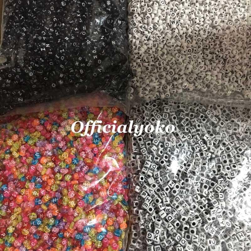 1/2 Pon Aneka Manik Huruf Bulat &amp; Kotak (225gram)