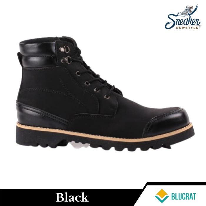 Sepatu Boots Safety Pria Leo Original Kulit Ujung Besi 39-43 Original SNK0287 Sepatu Touring Motor-Black