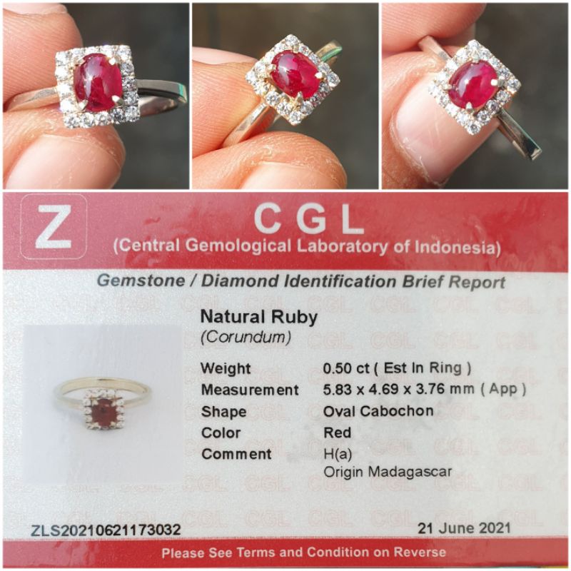 Natural Red Ruby Heat A Memo est 0.50 crt