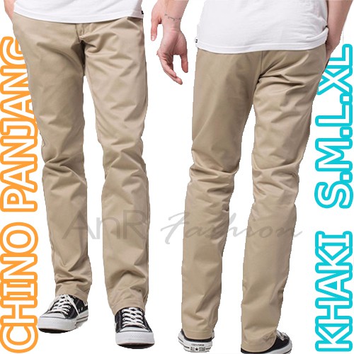 Celana Panjang Chino Chinos Cino Standard Reguler Pria Cowok - Krem Khaki