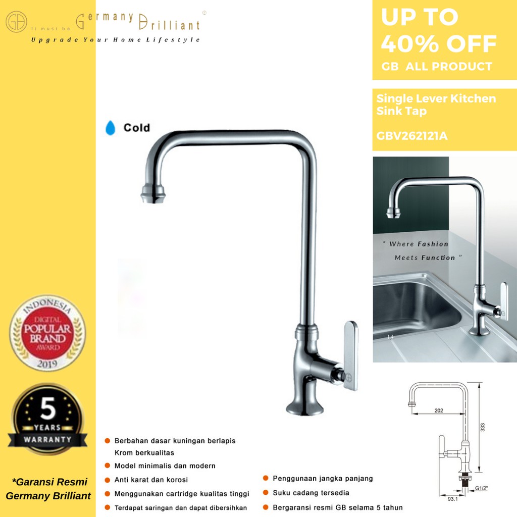 Kran Sink Meja Germany Brilliant GBV262121A/ Kran Cuci Piring Germany Brilliant GBV262121A