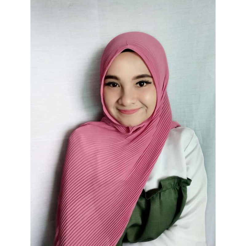DISKON.! Pashmina FULL PLISKET || Pleated Shawl-Dusty