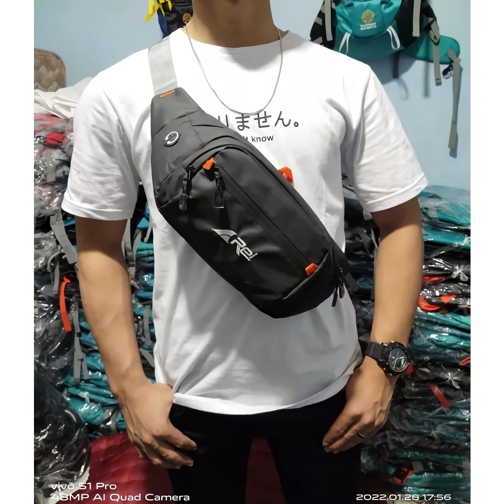 WaistBag Rei / Waistbag Pria Gaul / Tas Selempang Outdoor / Tas Pinggang Pria / Waistbag Selempang P