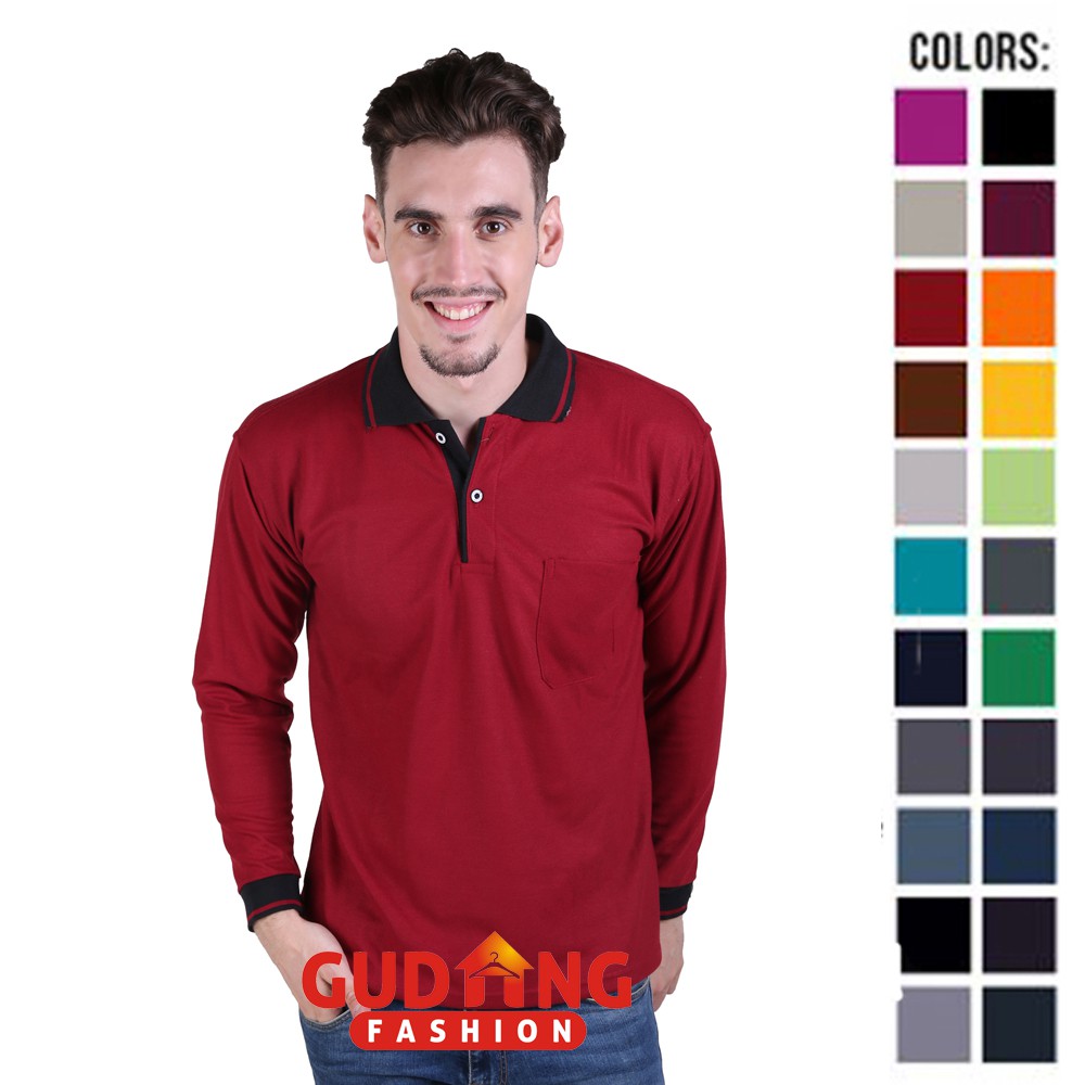 Polo Shirts Panjang Pria Lacost PE - Banyak Pilihan Warna PLS (COMB)