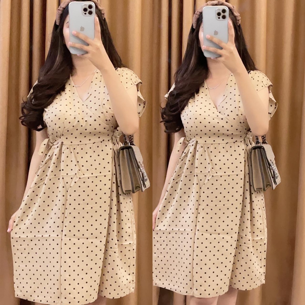 Baju tidur Daster kekinian kimono busui frendly bahan rayon adem-POLKA MOCA