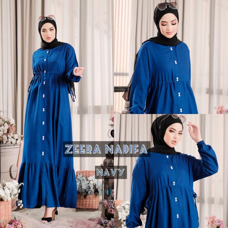 Daster arab ZEERA NADIFA Gamis Rayon Maxi Dress Kancing