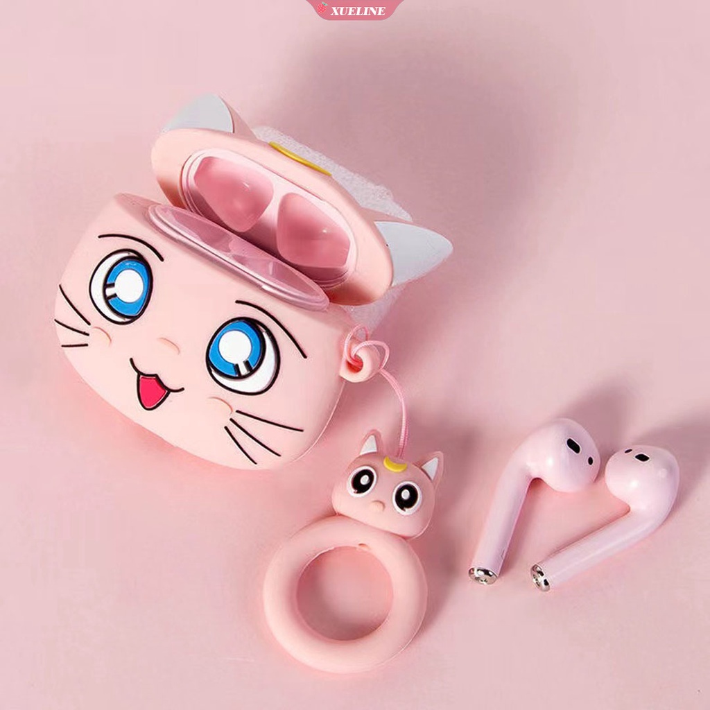 Casing Soft Case Silikon Motif Kartun Sailor Moon Luna Cat Untuk AirPods 1 / 2