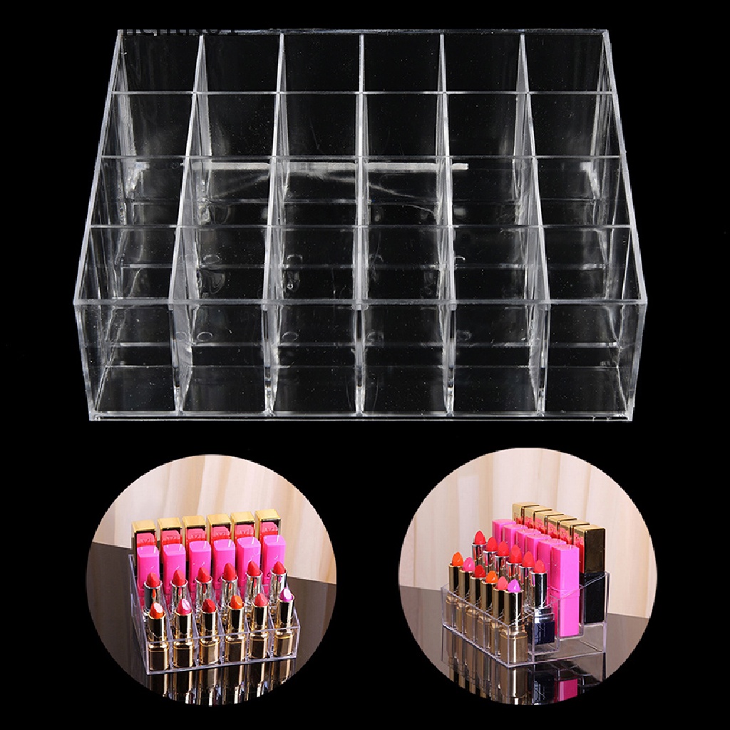 (AdornmentNo1) Rak Display / Organizer Lipstick / Kosmetik / Makeup 24 Slot Bahan Akrilik Bening