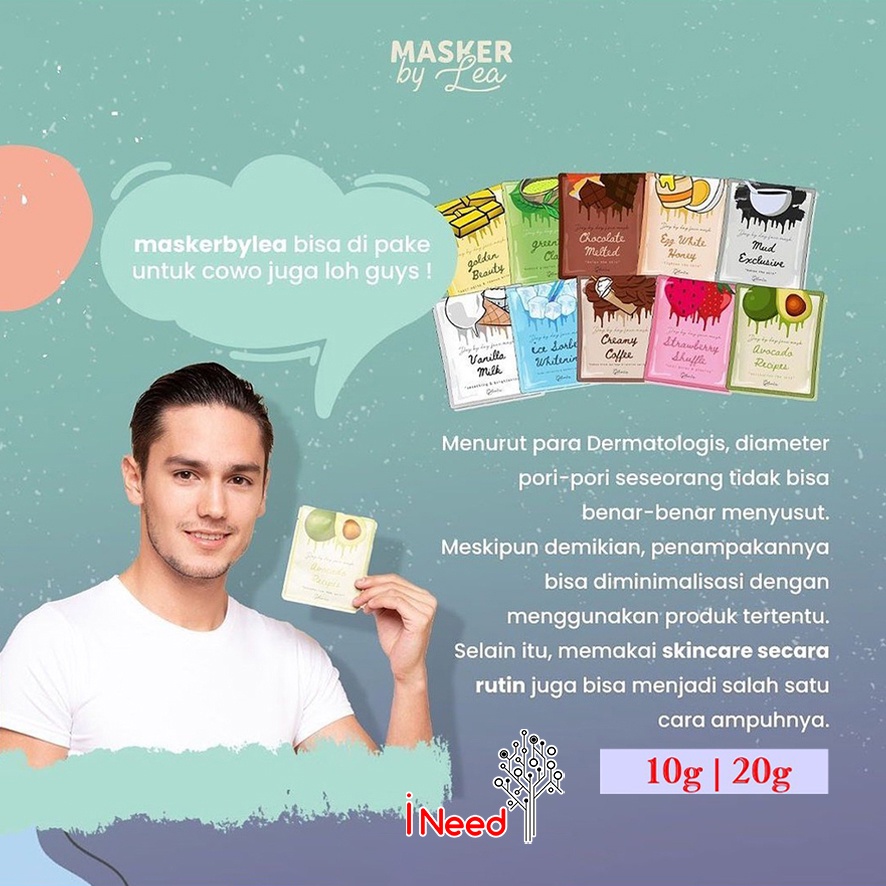 (INEED) (10 gram) LEA GLORIA FACE MASK - LEA GLORIA MASKER SERBUK - KEMASAN TRAVEL  SIZE 10gr