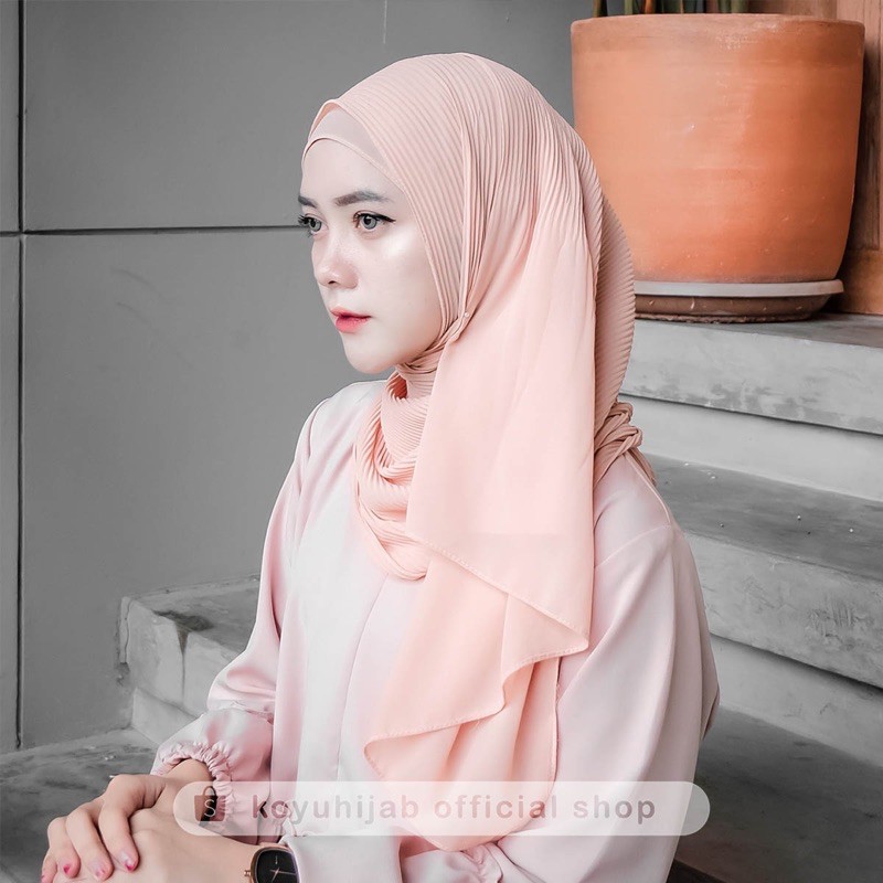 Koyu Hijab Pasmina Plisket Kupu Kupu Premium Import Best seller