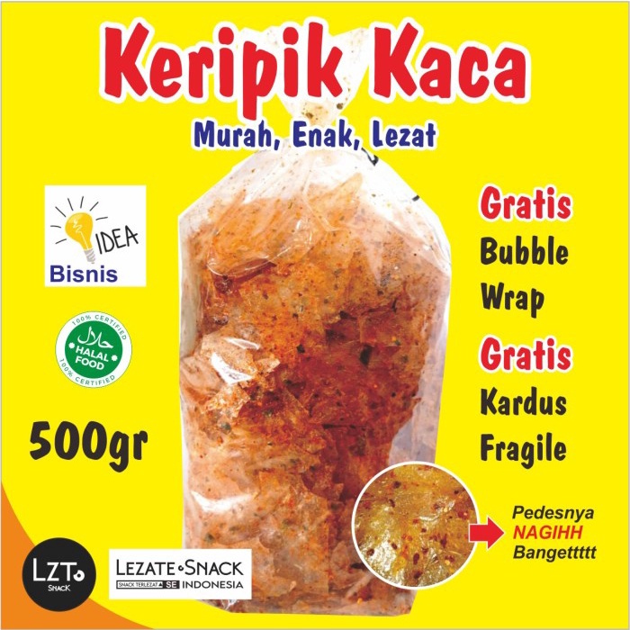 

Keripik Kaca Pedas 500gr Murah Pedas Enak / Kripik Kaca Daun Jeruk - 250GR