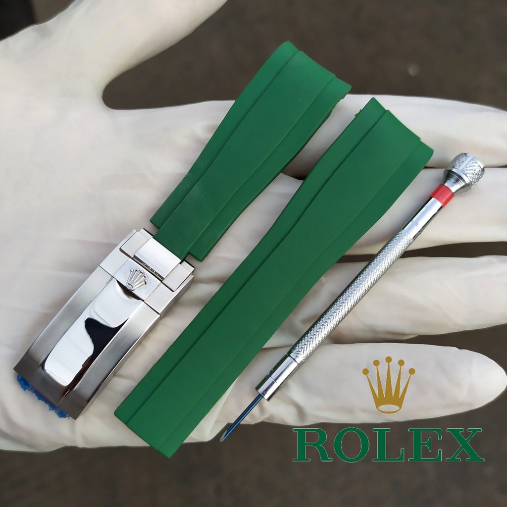 STRAP/TALI RUBBER JAM TANGAN ROLEX 20MM CURVE - HIJAU