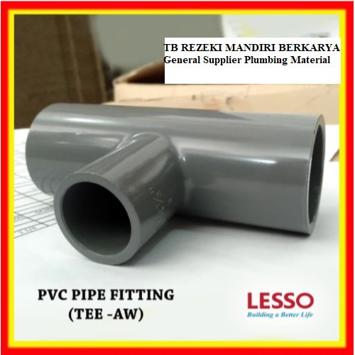 PVC TEE - FITTING T - AW - MERK LESSO 1 1/4 X 1/2 INCH per dus