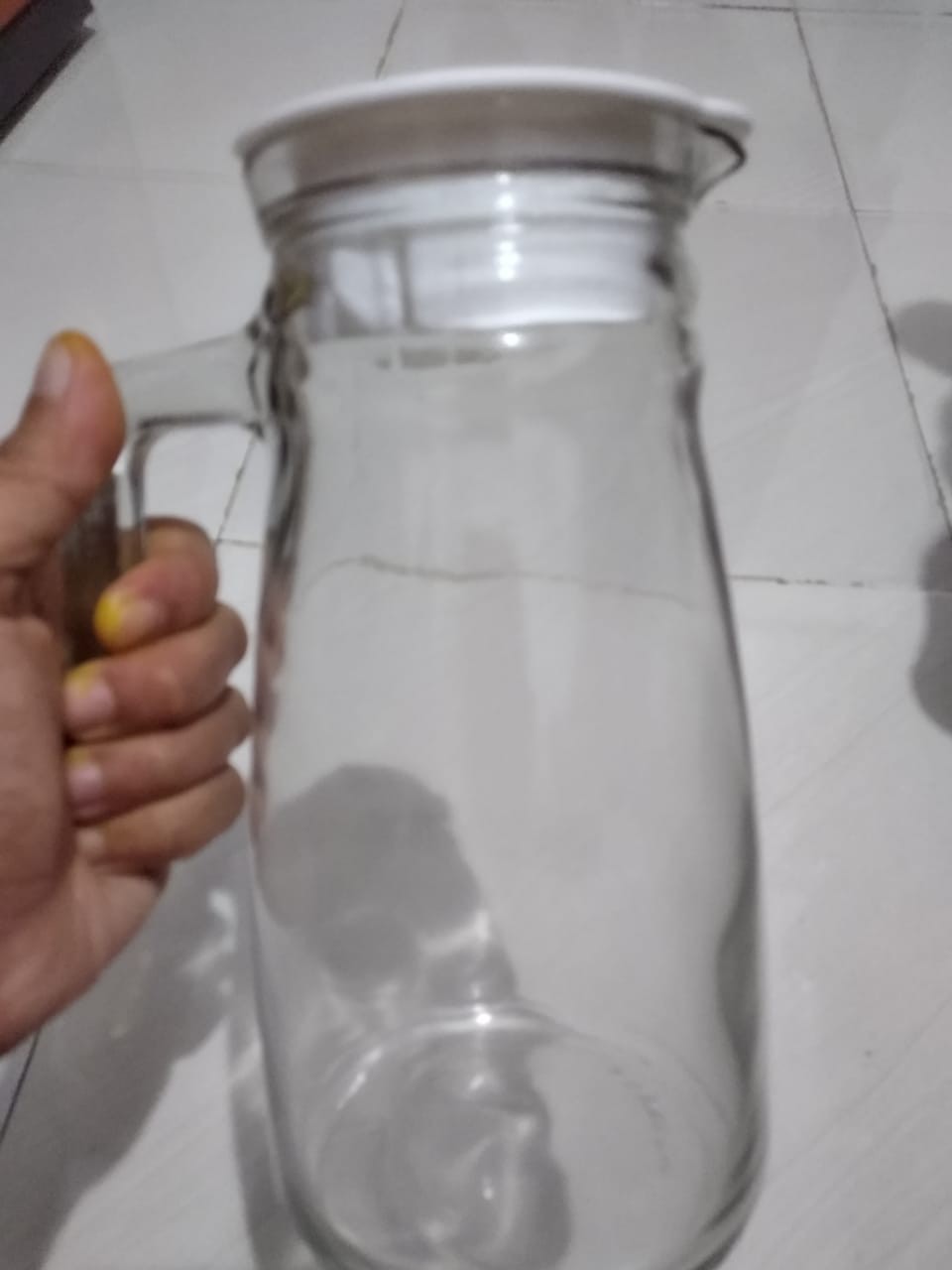 Pitcher Kaca 1 Liter Bulat Dengan Tutup - Teko Kaca Berkualitas