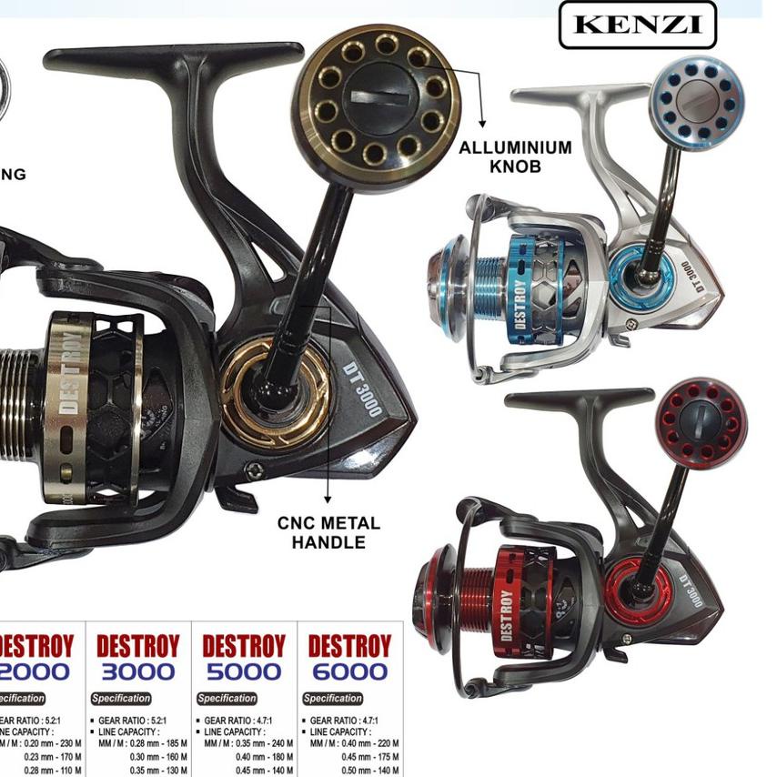 Limited Stock|SQ29|REEL KENZI DESTROY 1000/2000/3000/5000/6000 ALLUMINIUM KNOB SEAL BALL BEARING CNC