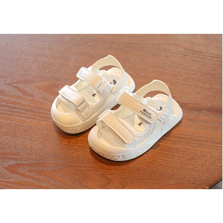 SANDAL ANAK UNISEX IMPORT MOVE FASHION BLACK WHITE BAHAN LEMBUT NYAMAN DIPAKAI 16-25