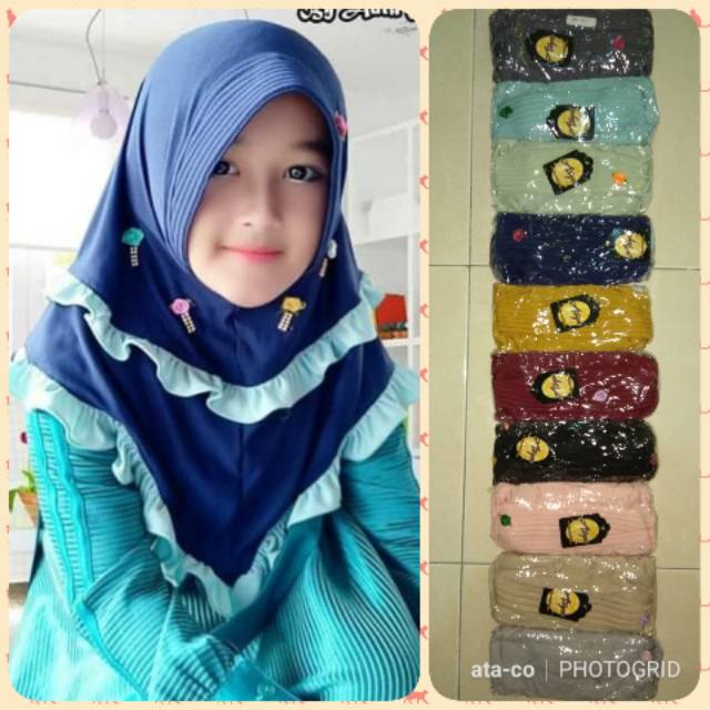 Jilbab anak bunga manik