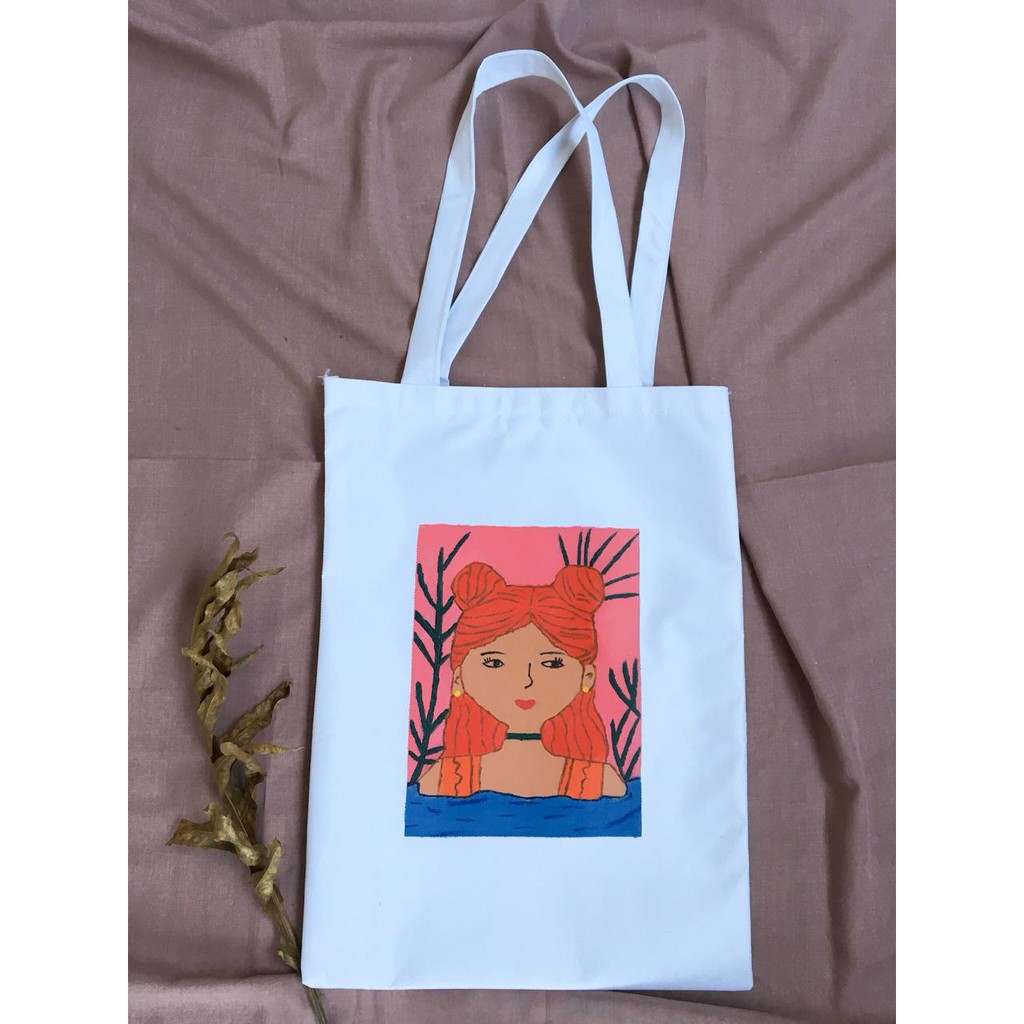 

Totebag Canvas paint " WATER GIRL