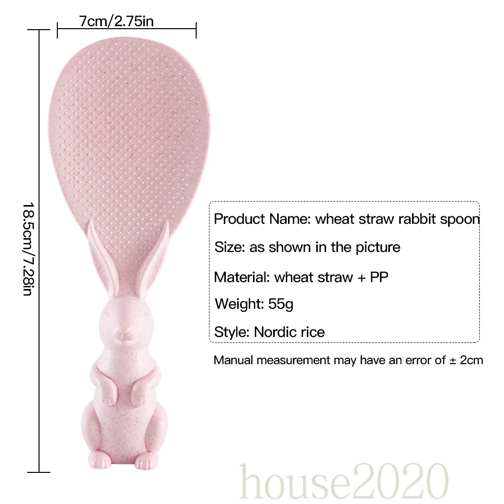 [HOUSE2020]Rice Cooker Spoon Plastic Rice Scoop Wheat Fiber Animal Shape Non-stick Kitchen Spoon, Pink