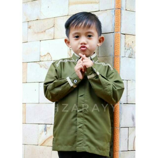 AHZARAYY TUBAN KEMKO KEMEJA KOKO LENGAN PANJANG MIZAN SERIES WARNA OLIVE