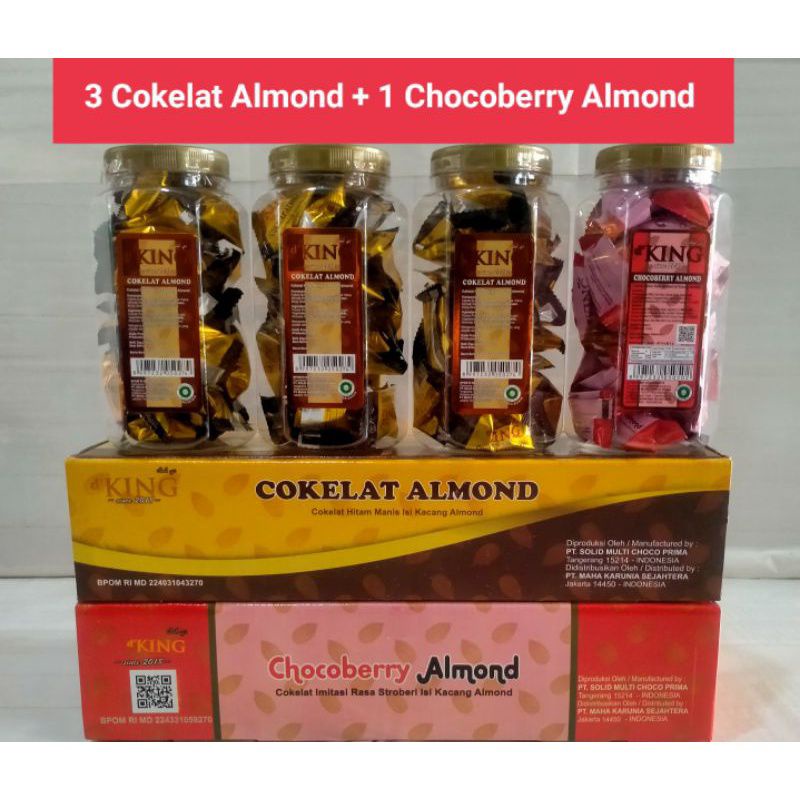 

Cokelat Kacang Almond Bonibol D'King Per Dus isi 4 Toples