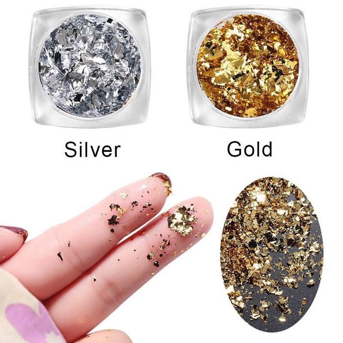 Nail Foil / Silver Gold Foil Paper for Nail Art / Alumunium Flake Foil Nail Art