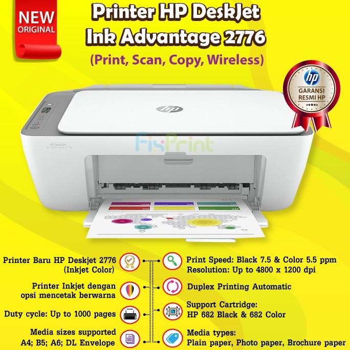 

Printer HP Deskjet 2776 Print Scan Copy WiFi Cartridge 682 Black Color