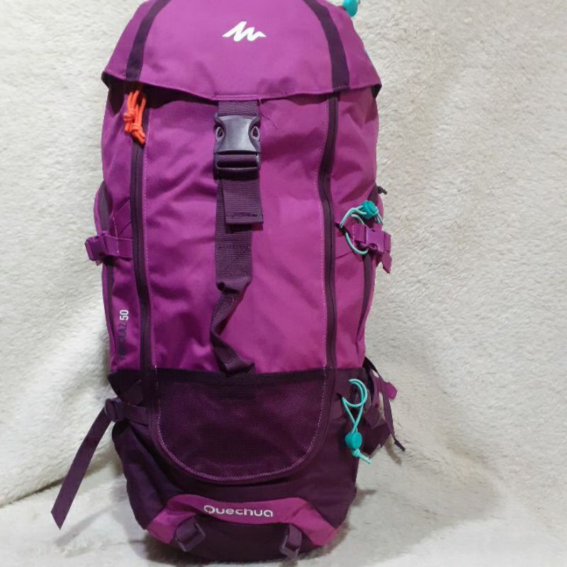 Tas Ransel Second / Preloved / QUECHUA Forclaz 50 Abu Ungu / Carier Bekas