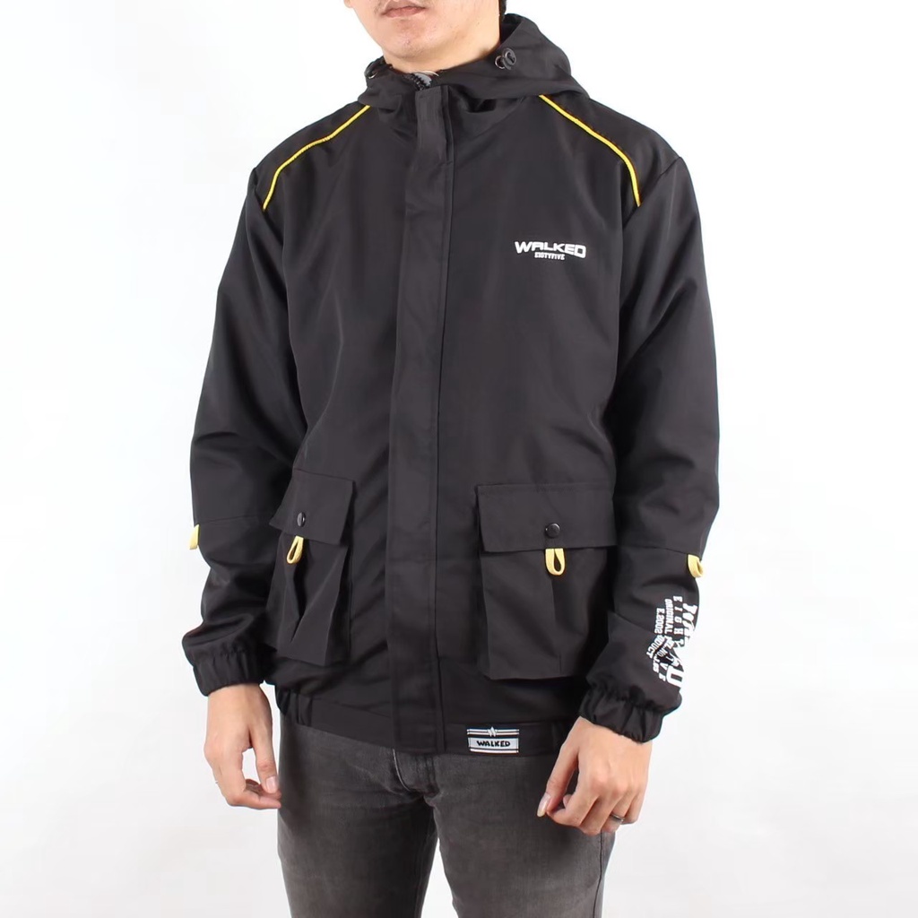 Jaket Outdoor Waterfroop Pria Taslan Hoodie Size M,L,XL