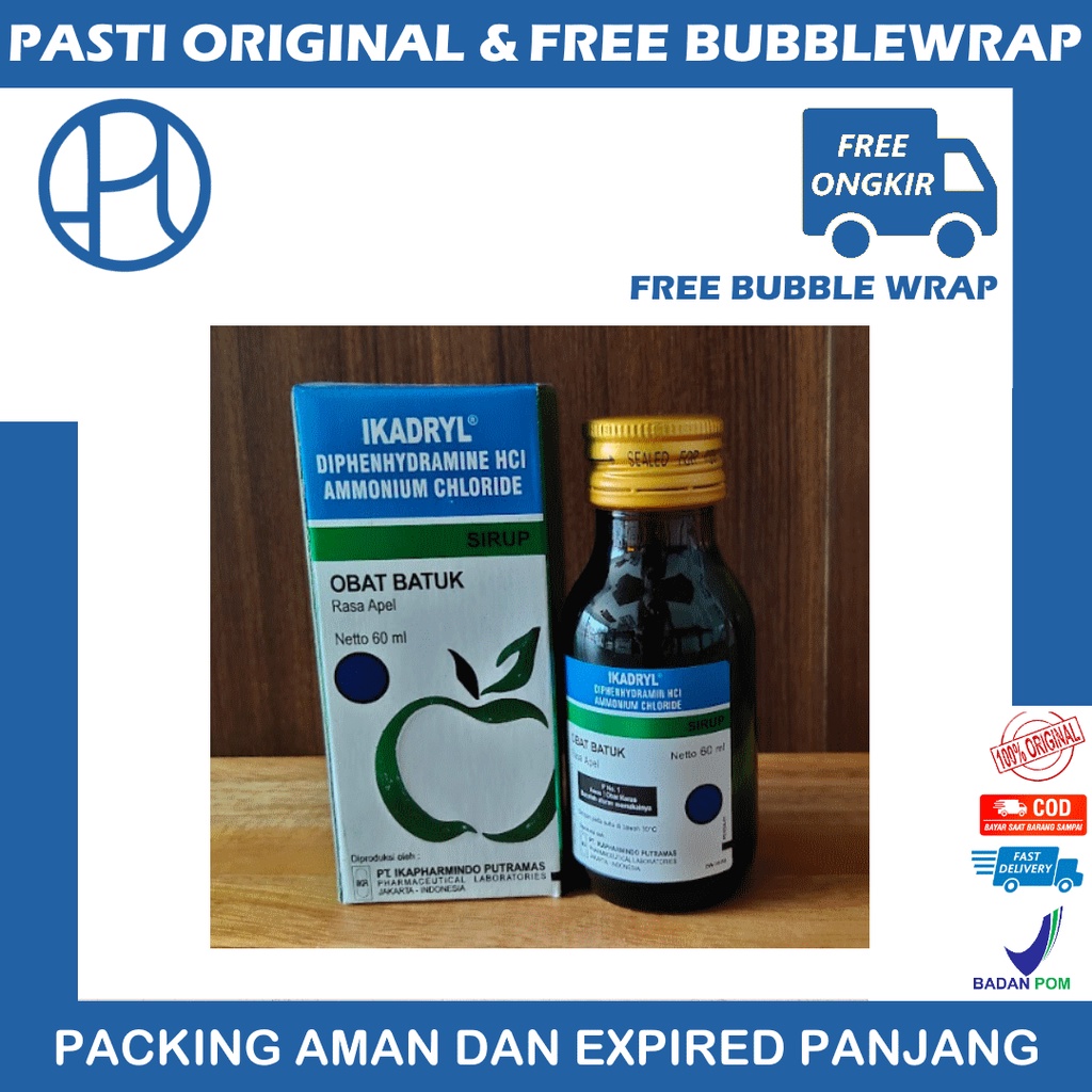 IKADRYL 60ML RASA APEL SIRUP 60 ML OBAT BATUK SYRUP ANAK BERDAHAK FLU KERING